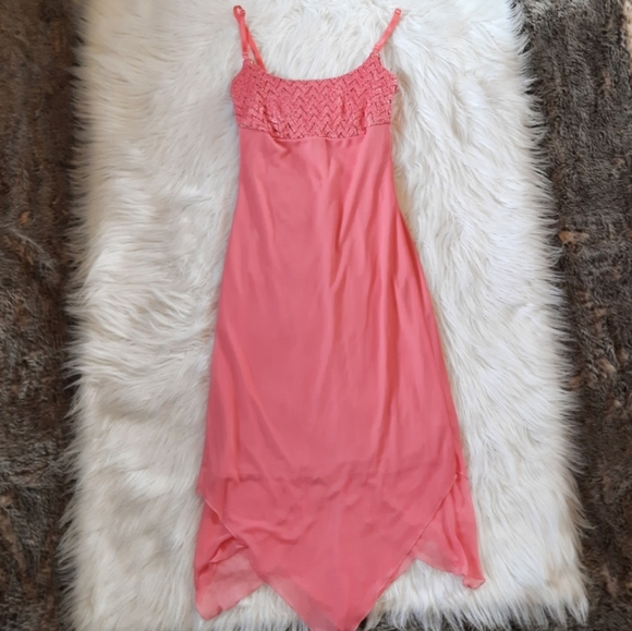 VINTAGE Shimmer Sequin Empire Asymmetrical Adjustable Strap Dress - Picture 10 of 13